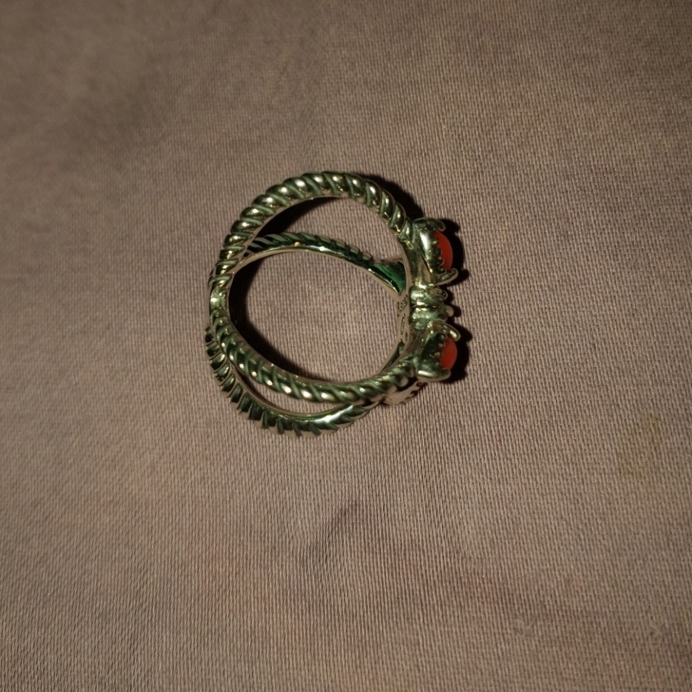 NEW!!!  Sterling Silver Red Coral Ring - Picture 3 of 4